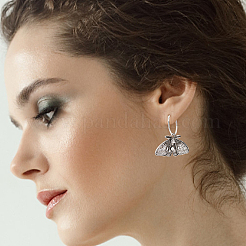 2 Pairs 2 Style Moth & Butterfly Zinc Alloy Dangle Hoop & Leverback Earrings&nbsp;EJEW-AN0002-64