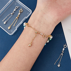 4Pcs 2 Colors Alloy & Brass Chain Extender with Cubic Zirconia&nbsp;FIND-PH0017-99
