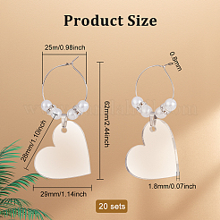 20Pcs Blank Acrylic Heart Pendants Wine Glass Charms with Acrylic Pearl Beads&nbsp;AJEW-BC0003-76