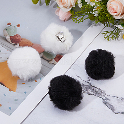 4Pcs 2 Styles Artificial Wool Pompom Ball with Iron Shoe Buckle Clips&nbsp;HJEW-DC00177