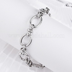 Tarnish Resistant 304 Stainless Steel Oval Link Chain Bracelets&nbsp;X-BJEW-Z011-12P
