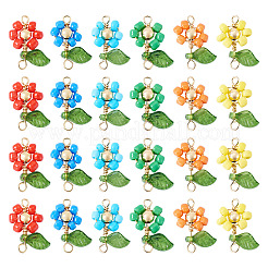 36Pcs 6 Style Glass Seed & Acrylic Connector Charms&nbsp;PALLOY-TA00220