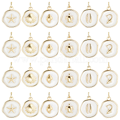 24Pcs 6Styles Ocean Theme Brass Enamel Pendants&nbsp;KK-BBC0028-55