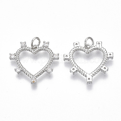 Brass Micro Pave Clear Cubic Zirconia Pendants&nbsp;KK-S356-028P-NF