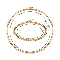 Brass Curb Chain Bracelet & Curb Chain Necklace Sets&nbsp;SJEW-SZ0001-011B