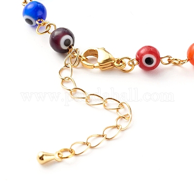 Handmade Evil Eye Lampwork Beaded Bracelets&nbsp;BJEW-JB06381-1