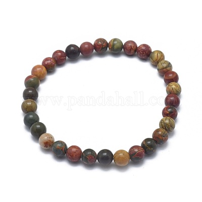 Natural Polychrome Jasper/Picasso Stone/Picasso Jasper Bead Stretch Bracelets&nbsp;BJEW-K212-B-001-1