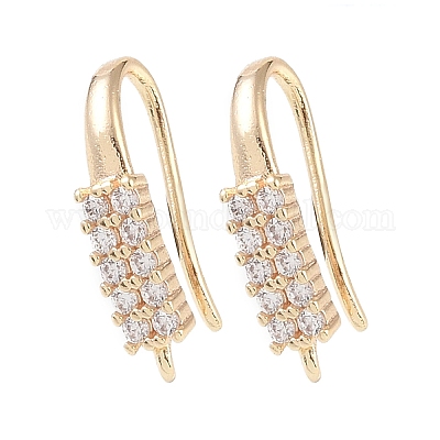 Brass Micro Pave Cubic Zirconia Earring Hooks&nbsp;KK-U008-14G-1