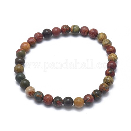 Natural Polychrome Jasper/Picasso Stone/Picasso Jasper Bead Stretch Bracelets&nbsp;BJEW-K212-B-001-1