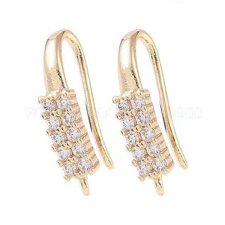Brass Micro Pave Cubic Zirconia Earring Hooks KK-U008-14G-1