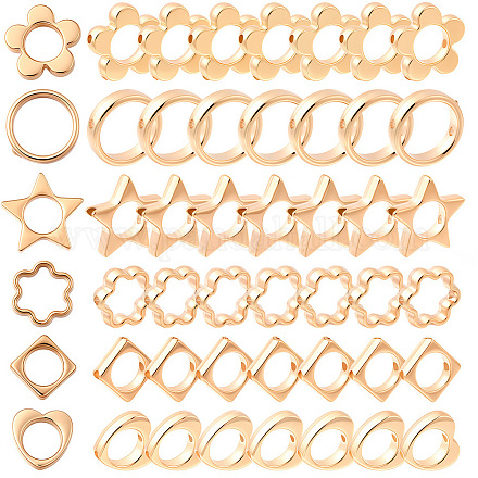 180Pcs 6 Styles 2-Hole CCB Plastic Beads Frame CCB-SP0001-10G-1