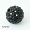 Polymer Clay Rhinestone Beads, Pave Disco Ball Beads, Grade A, Round, Half Drilled, Jet, 10mm, Hole: 1mm