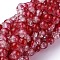 Baking Paint Crackle Glass Bead Strands, Two Tone, Round, Red, 8mm, Hole: 1.3~1.6mm, about 100pcs/strand, 31.4 inch
