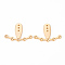 Brass Stud Earring Findings, Front Back Stud Earrings, Nickel Free, Real 18K Gold Plated, 16x23x1mm, Hole: 1mm