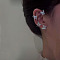 Alloy Rhinestone Cuff Earrings, Butterfly, Platinum, 70x35mm