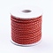 Round Braided Cowhide Cords, Red, 3mm, about 10.93 yards(10m)/roll