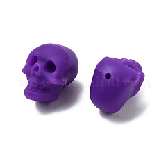 Halloween Silicone Focal Beads, Skull, Purple, 21x16x20mm, Hole: 2.5mm