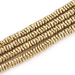Electroplate Non-magnetic Synthetic Hematite Beads Strands, Wavy Disc, Light Gold Plated, 4x1.5mm, Hole: 1mm, about 270pcs/strand, 16.1 inch