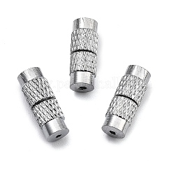 Column Brass Screw Clasps, Platinum, 11~12x4mm, Hole: 1mm