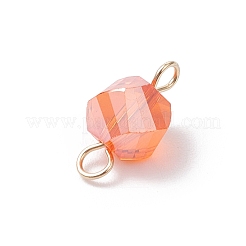 7Pcs Electroplate Transparent Glass Twist Connector Charms&nbsp;PALLOY-JF04317-02