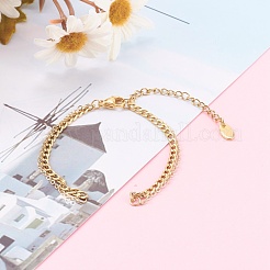 Two-Layer 304 Stainless Steel Curb Chain & Brass Cable Chain Bracelet Making&nbsp;AJEW-JB00923