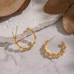 Flower with C-Shaped 304 Stainless Steel Stud Earrings&nbsp;DT7616