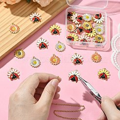 30Pcs 6 Styles Rack Plating Alloy Enamel Pendants&nbsp;ENAM-CJ0006-25