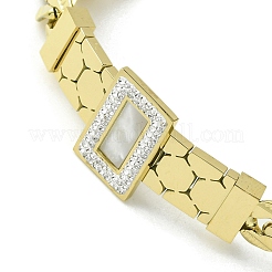 Natural Shell & Cubic Zirconia Rectangle Link Bracelet&nbsp;BJEW-Q775-04G