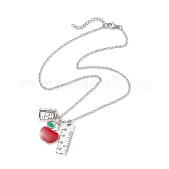 Teather's Day Alloy Red Apple Book Ruler Pendant Necklaces&nbsp;X1-NJEW-TA00185