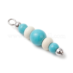 Dyed Synthetic Turquoise Round Rondelle Beaded Pendants&nbsp;PALLOY-JF03988-02