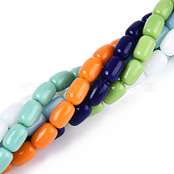 Opaque Solid Color Glass Beads Strands&nbsp;GLAA-N058-6x9mm-B01