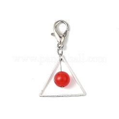 3Pcs Brass Triangle & Natural Malaysia Jade & Labradorite & White Jade Pendant Decorations&nbsp;HJEW-JM04552