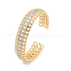 Brass Curb Chain Shape Cuff Bangles for Women&nbsp;BJEW-H202-02GP