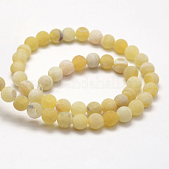 Frosted Natural Weathered Agate Beads Strands&nbsp;X-G-F367-6mm-11
