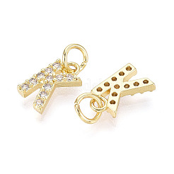 Brass Micro Pave Clear Cubic Zirconia Charms&nbsp;KK-N241-001K