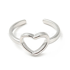 Non-Tarnish 304 Stainless Steel Heart Open Cuff Ring for Women&nbsp;RJEW-I085-09P