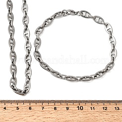 304 Stainless Steel Mariner Link Chains Bracelet & Necklace Jewelry Sets&nbsp;SJEW-L199-16P