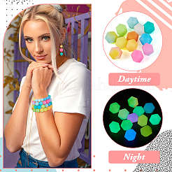 72Pcs 12 Colors  Luminous Hexagon Food Grade Silicone Beads&nbsp;SIL-TA0001-36