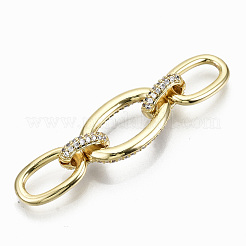Brass Micro Pave Clear Cubic Zirconia Links Connectors&nbsp;KK-S061-45G-NR