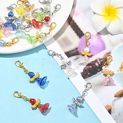 8Pcs Acrylic & Glass Pearl & Alloy Pendant Decorations&nbsp;HJEW-FS00071