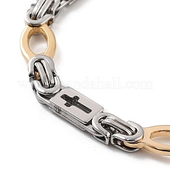 PVD Vacuum Plating 201 Stainless Steel Rectangle with Cross Link Chain Necklace & Bracelets Set&nbsp;SJEW-G083-19GP