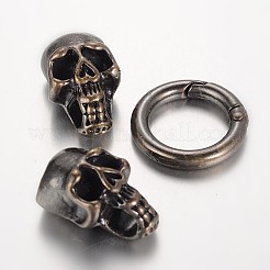 Skull Brass Spring Gate Rings&nbsp;ZIRC-F022-65B