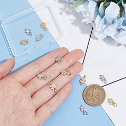 12Pcs 2 Colors Brass Micro Pave Cubic Zirconia Charms&nbsp;KK-BC0012-14