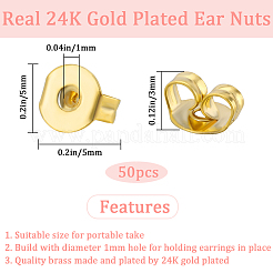 50Pcs Brass Friction Ear Nuts&nbsp;KK-BBC0013-54