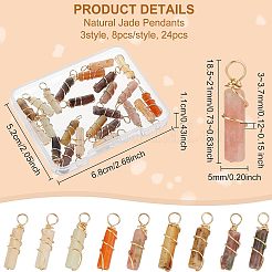 24Pcs 3 Styles Natural Topaz Jade & Plum Blossom Jasper & Jade Pendants&nbsp;FIND-FG0001-61