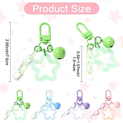 5Pcs Transparent Luminous Acrylic Star & Brass Bell & Oval Link Pendant Decorations&nbsp;HJEW-YW00342-01