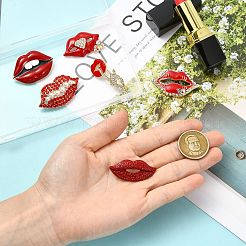 6Pcs 6 Styles Lip Enamel Pins&nbsp;JEWB-CJ0003-17