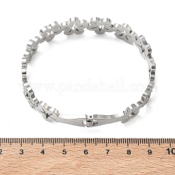 Hollow Flower 304 Stainless Steel Bangles for Women&nbsp;BJEW-A166-02P