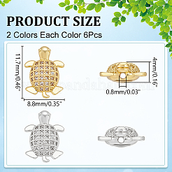 12Pcs 2 Colors Rack Plating Brass Micro Pave Clear Cubic Zirconia Beads&nbsp;KK-WR0001-61