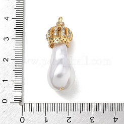 Brass Micro Pave Clear Cubic Zirconia and Creamy White Imitation Pearl Pendants&nbsp;KK-A300-13A-G